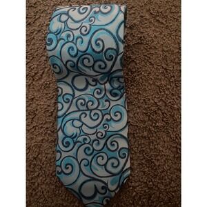 Blue Mens Bachrach Silk Swirl Pattern Necktie